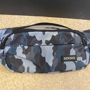 Sinno Blue Camouflage Waist Bag with Front Zip Pocket